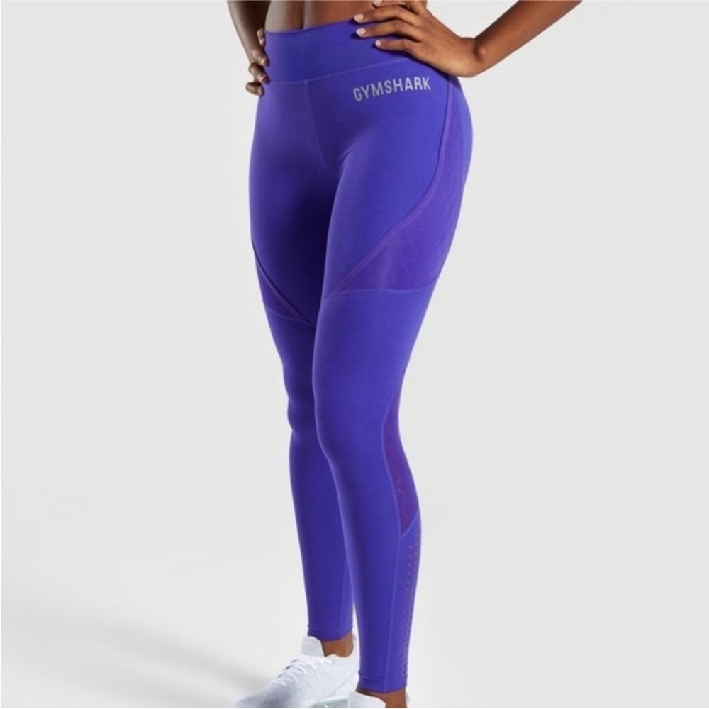 Gym shark purple leggings with leg mesh detail